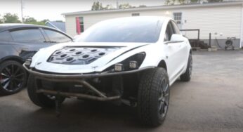 Разбитую Tesla превратили в огромный внедорожник: видео