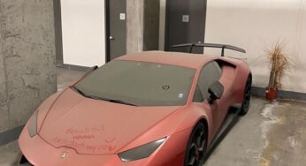 На парковке нашли брошенным редкий суперкар Lamborghini: весь покрылся пылью
