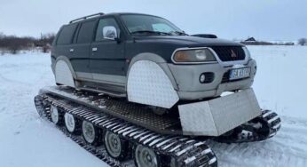 В Украине внедорожник Mitsubishi Pajero Sport переделали в гусеничный вездеход