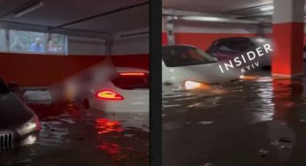 В Украине из-за ливня затопило подземный паркинг из Porsche и BMW